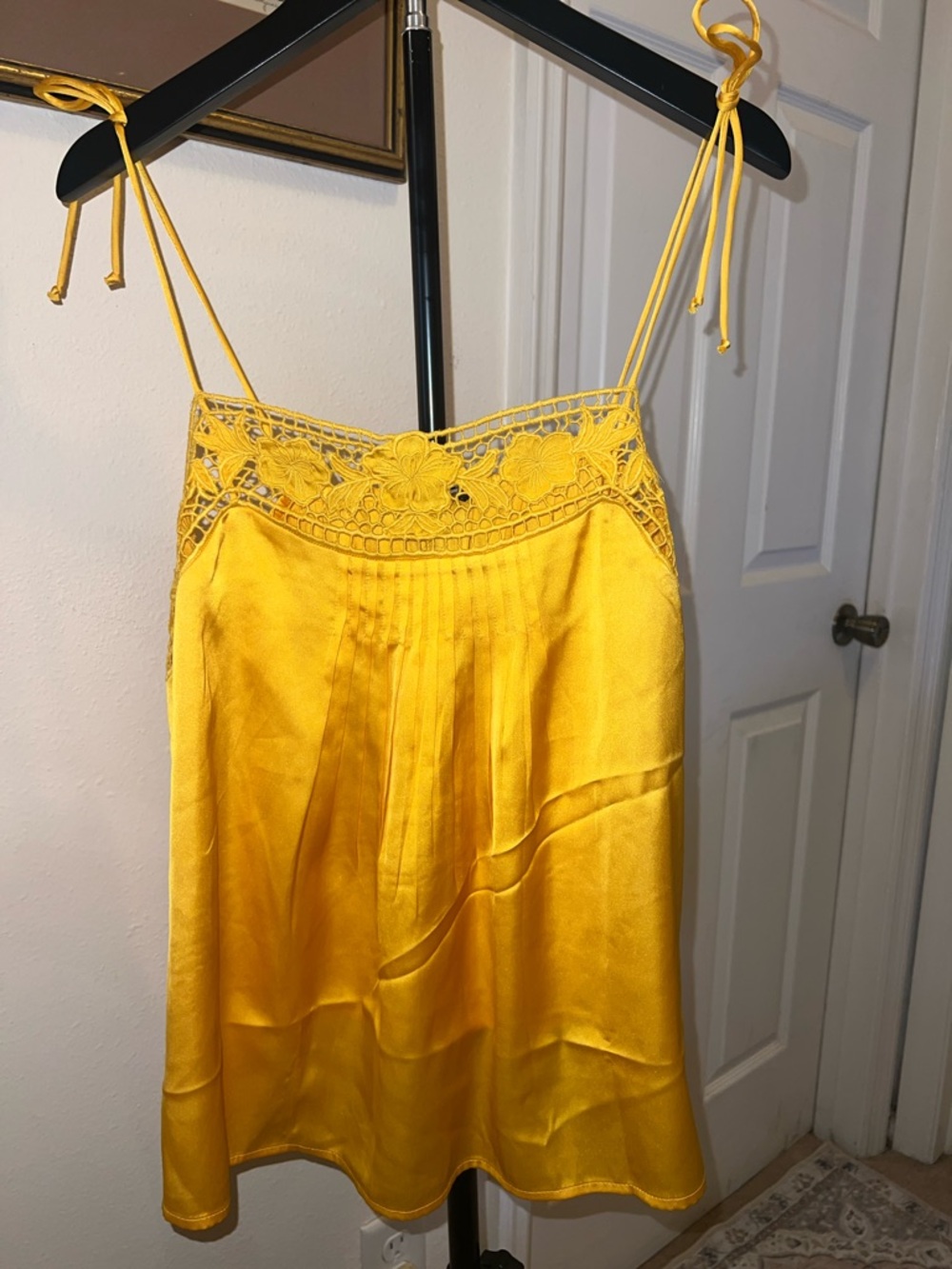 Express Yellow Lace Trim Satin Cami NWT